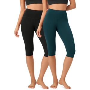 imageODODOS ODCLOUD 2Pack Buttery Soft Lounge Yoga Capris for Women 14quot  19quot  21quot High Waist Capri LeggingsBlackforest Teal
