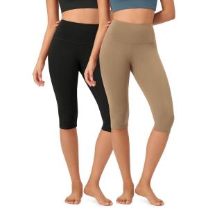 imageODODOS ODCLOUD 2Pack Buttery Soft Lounge Yoga Capris for Women 14quot  19quot  21quot High Waist Capri LeggingsBlacklight Brown