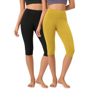 imageODODOS ODCLOUD 2Pack Buttery Soft Lounge Yoga Capris for Women 14quot  19quot  21quot High Waist Capri LeggingsBlackmango Mint