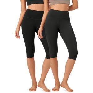 imageODODOS ODCLOUD 2Pack Buttery Soft Lounge Yoga Capris for Women 14quot  19quot  21quot High Waist Capri LeggingsBlackonyx Black Grey