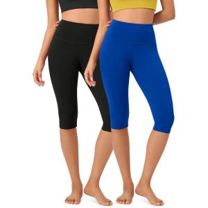 imageODODOS ODCLOUD 2Pack Buttery Soft Lounge Yoga Capris for Women 14quot  19quot  21quot High Waist Capri LeggingsBlackroyal Blue
