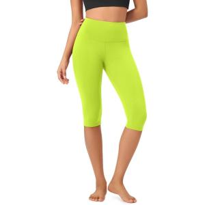 imageODODOS ODCLOUD Buttery Soft Lounge Yoga Capris for Women 14quot  19quot  21quot High Waist Capri LeggingsNeon Green Yellow