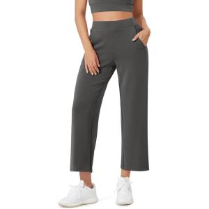 imageODODOS Womens Modal Soft Relaxed Cropped Pants High Waist Casual Wide Leg Pants with Pockets  25quot InseamCharcoal