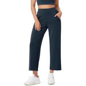 imageODODOS Womens Modal Soft Relaxed Cropped Pants High Waist Casual Wide Leg Pants with Pockets  25quot InseamNavy