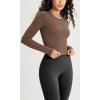 imageODODOS Cloud Feeling Long Sleeve Crop Tops for Women Crew Neck Athletic Gym Workout Yoga Tee ShirtsBrunette