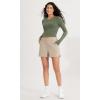 imageODODOS Cloud Feeling Long Sleeve Crop Tops for Women Crew Neck Athletic Gym Workout Yoga Tee ShirtsDark Olive