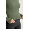 imageODODOS Cloud Feeling Long Sleeve Crop Tops for Women Crew Neck Athletic Gym Workout Yoga Tee ShirtsDark Olive