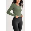 imageODODOS Cloud Feeling Long Sleeve Crop Tops for Women Crew Neck Athletic Gym Workout Yoga Tee ShirtsDark Olive