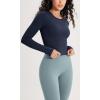 imageODODOS Cloud Feeling Long Sleeve Crop Tops for Women Crew Neck Athletic Gym Workout Yoga Tee ShirtsDeep Navy