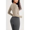 imageODODOS Cloud Feeling Long Sleeve Crop Tops for Women Crew Neck Athletic Gym Workout Yoga Tee ShirtsShaker Beige