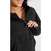 imageODODOS HalfZip Hoodies for Women Fleece Lined Cropped Sweatshirts Pullover Long Sleeve Sweater Thumb HoleBlack