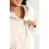 imageODODOS HalfZip Hoodies for Women Fleece Lined Cropped Sweatshirts Pullover Long Sleeve Sweater Thumb HoleCream