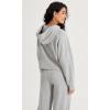 imageODODOS HalfZip Hoodies for Women Fleece Lined Cropped Sweatshirts Pullover Long Sleeve Sweater Thumb HoleHeather Grey