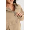 imageODODOS HalfZip Hoodies for Women Fleece Lined Cropped Sweatshirts Pullover Long Sleeve Sweater Thumb HoleKhaki
