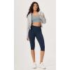 imageODODOS ODLEX High Waist Knee Length Workout Capris for Women 14quot 19quot Tummy Control Athletic Running Capri LeggingsNavy