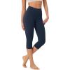 imageODODOS ODLEX High Waist Knee Length Workout Capris for Women 14quot 19quot Tummy Control Athletic Running Capri LeggingsNavy
