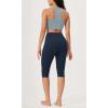 imageODODOS ODLEX High Waist Knee Length Workout Capris for Women 14quot 19quot Tummy Control Athletic Running Capri LeggingsNavy