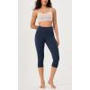 imageODODOS ODLEX High Waist Knee Length Workout Capris for Women 14quot 19quot Tummy Control Athletic Running Capri LeggingsNavy