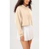 imageODODOS Purevibe Cotton Cropped Hoodies for Women Long Sleeve Pullover Crop Hooded SweatshirtsBeige