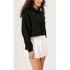 imageODODOS Purevibe Cotton Cropped Hoodies for Women Long Sleeve Pullover Crop Hooded SweatshirtsBlack