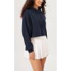 imageODODOS Purevibe Cotton Cropped Hoodies for Women Long Sleeve Pullover Crop Hooded SweatshirtsDark Blue