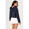 imageODODOS Purevibe Cotton Cropped Hoodies for Women Long Sleeve Pullover Crop Hooded SweatshirtsDark Blue