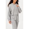 imageODODOS Purevibe Cotton Cropped Hoodies for Women Long Sleeve Pullover Crop Hooded SweatshirtsHeather Gray
