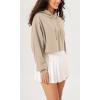imageODODOS Purevibe Cotton Cropped Hoodies for Women Long Sleeve Pullover Crop Hooded SweatshirtsPlaza Taupe