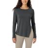 imageODODOS Split Hem Long Sleeve Tee for Women Modal Soft Crew Neck Athletic Gym Workout Tops Yoga ShirtsDark Grey