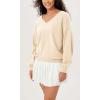 imageODODOS Womens Purevibe Cotton Double V Sweatshirts Long Sleeve Fall Outfits Oversized Pullover TopsBeige