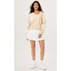 imageODODOS Womens Purevibe Cotton Double V Sweatshirts Long Sleeve Fall Outfits Oversized Pullover TopsBeige