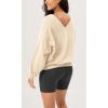 imageODODOS Womens Purevibe Cotton Double V Sweatshirts Long Sleeve Fall Outfits Oversized Pullover TopsBeige