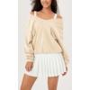 imageODODOS Womens Purevibe Cotton Double V Sweatshirts Long Sleeve Fall Outfits Oversized Pullover TopsBeige