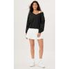 imageODODOS Womens Purevibe Cotton Double V Sweatshirts Long Sleeve Fall Outfits Oversized Pullover TopsBlack