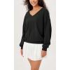 imageODODOS Womens Purevibe Cotton Double V Sweatshirts Long Sleeve Fall Outfits Oversized Pullover TopsBlack