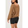 imageODODOS Womens Purevibe Cotton Double V Sweatshirts Long Sleeve Fall Outfits Oversized Pullover TopsBrown