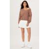 imageODODOS Womens Purevibe Cotton Double V Sweatshirts Long Sleeve Fall Outfits Oversized Pullover TopsLight Brown