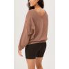 imageODODOS Womens Purevibe Cotton Double V Sweatshirts Long Sleeve Fall Outfits Oversized Pullover TopsLight Brown