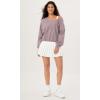 imageODODOS Womens Purevibe Cotton Double V Sweatshirts Long Sleeve Fall Outfits Oversized Pullover TopsPurple Taupe