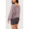 imageODODOS Womens Purevibe Cotton Double V Sweatshirts Long Sleeve Fall Outfits Oversized Pullover TopsPurple Taupe