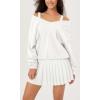 imageODODOS Womens Purevibe Cotton Double V Sweatshirts Long Sleeve Fall Outfits Oversized Pullover TopsWhite
