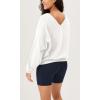 imageODODOS Womens Purevibe Cotton Double V Sweatshirts Long Sleeve Fall Outfits Oversized Pullover TopsWhite