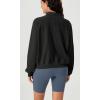 imageODODOS Womens Purevibe Cotton HalfZip Pullover Funnel Neck Sweatshirts Long Sleeve TopsBlack