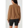 imageODODOS Womens Purevibe Cotton HalfZip Pullover Funnel Neck Sweatshirts Long Sleeve TopsBrown