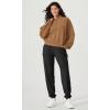 imageODODOS Womens Purevibe Cotton HalfZip Pullover Funnel Neck Sweatshirts Long Sleeve TopsBrown
