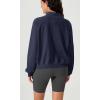 imageODODOS Womens Purevibe Cotton HalfZip Pullover Funnel Neck Sweatshirts Long Sleeve TopsDark Blue