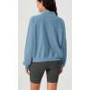 imageODODOS Womens Purevibe Cotton HalfZip Pullover Funnel Neck Sweatshirts Long Sleeve TopsSteel Blue