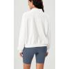 imageODODOS Womens Purevibe Cotton HalfZip Pullover Funnel Neck Sweatshirts Long Sleeve TopsWhite