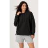 imageODODOS Womens Purevibe Cotton Oversized Hoodies Side Slit Sweatshirts Long Sleeve Pullover Top with PocketBlack