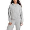 imageODODOS HalfZip Hoodies for Women Fleece Lined Cropped Sweatshirts Pullover Long Sleeve Sweater Thumb HoleHeather Grey